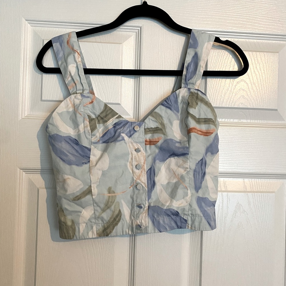 Abercrombie & Fitch Poplin Button-Through Cami Blue Tank Top Size M